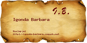 Igonda Barbara névjegykártya